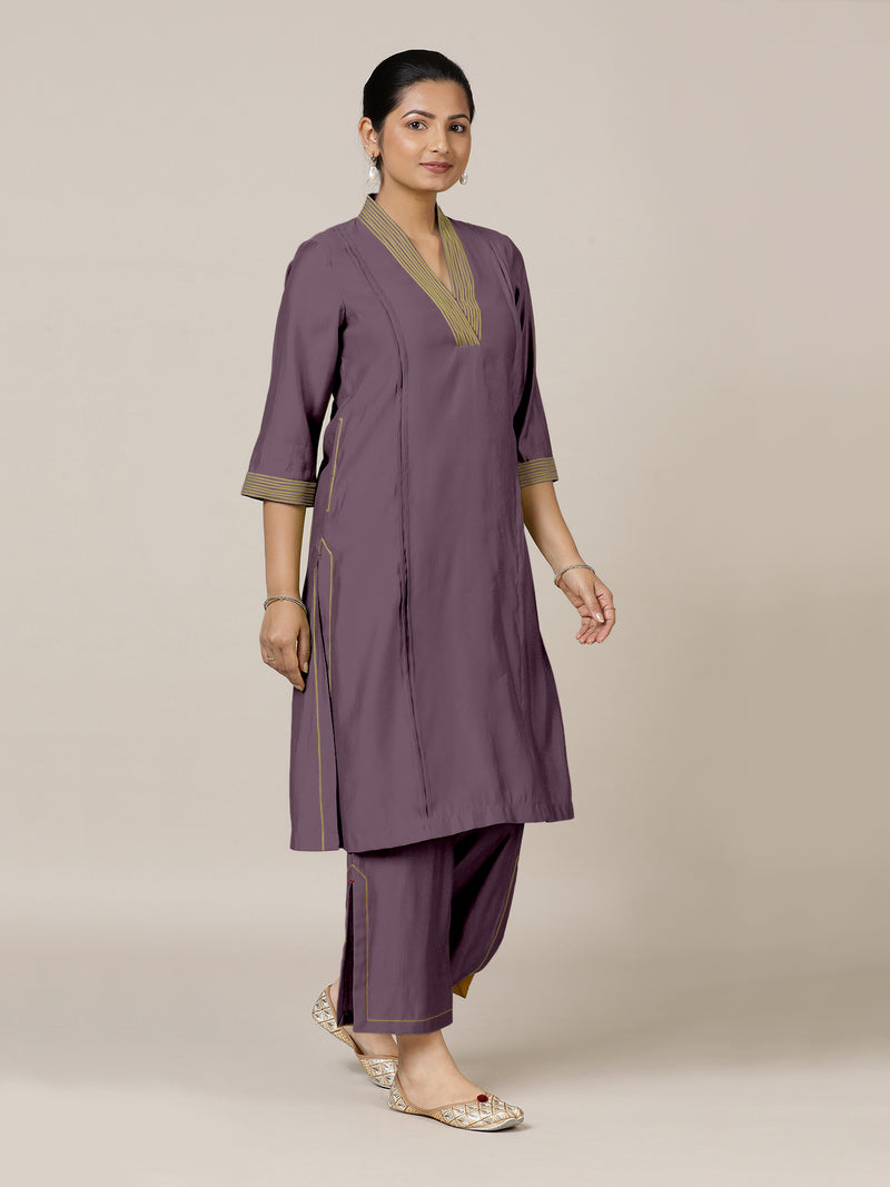 Vanya x Rozaana | A Line Kurta in Purple Mauve with Thread Work | Coords or Only Kurta-Binks