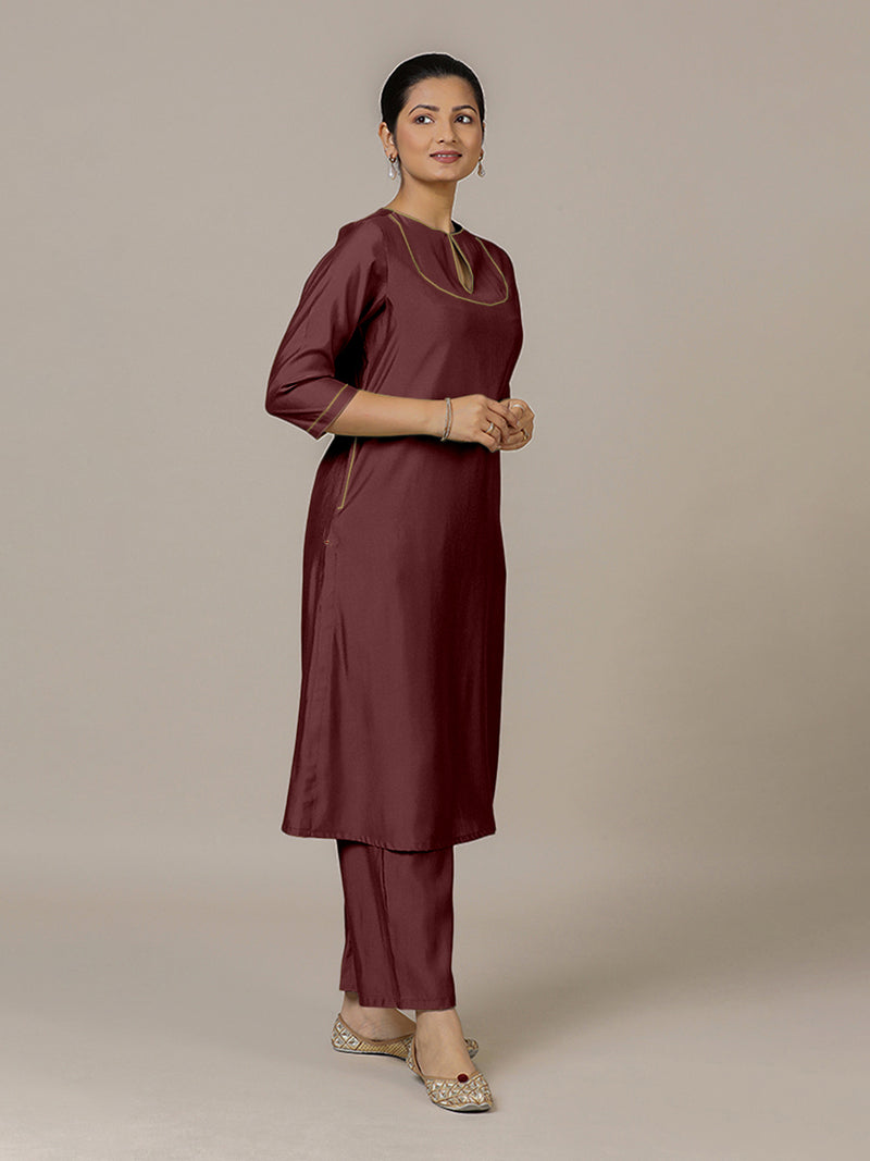 Zoya x Rozaana | A Line Kurta in Deep Maroon with Thread Work | Coords or Only Kurta-Binks