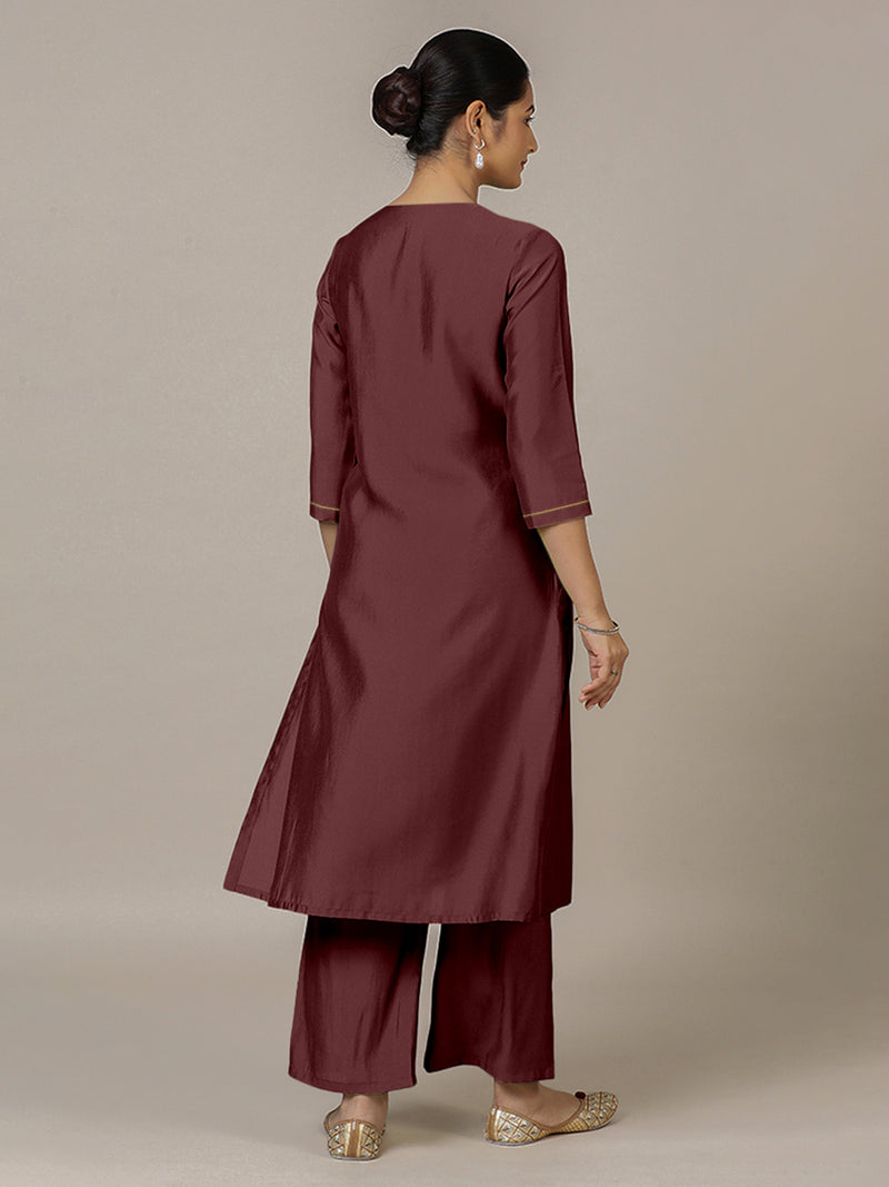 Zoya x Rozaana | A Line Kurta in Deep Maroon with Thread Work | Coords or Only Kurta-Binks