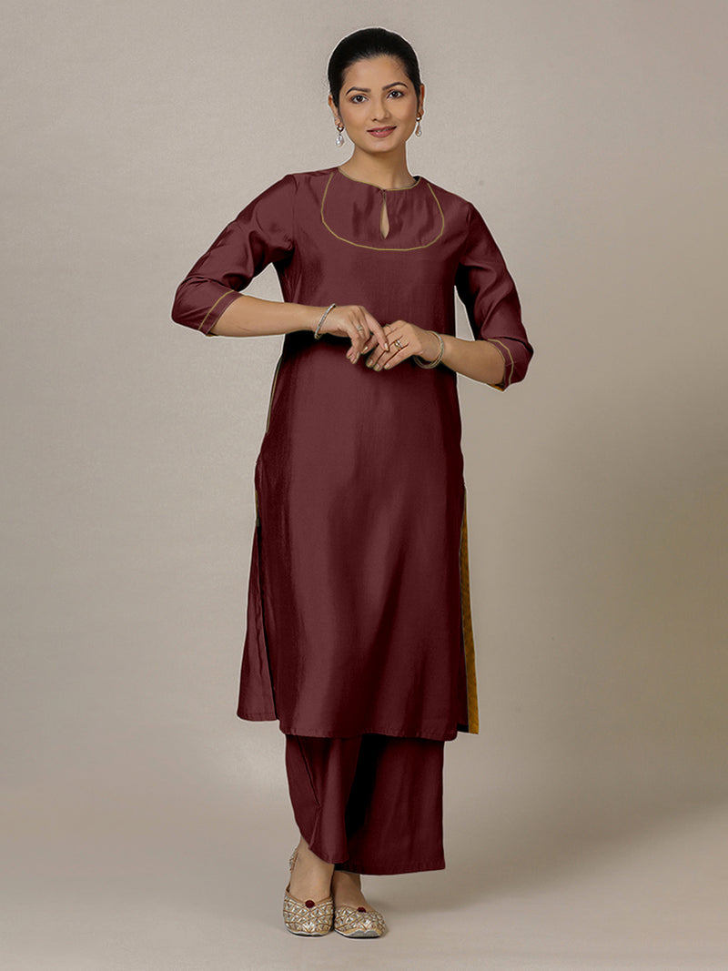 Zoya x Rozaana | A Line Kurta in Deep Maroon with Thread Work | Coords or Only Kurta-Binks