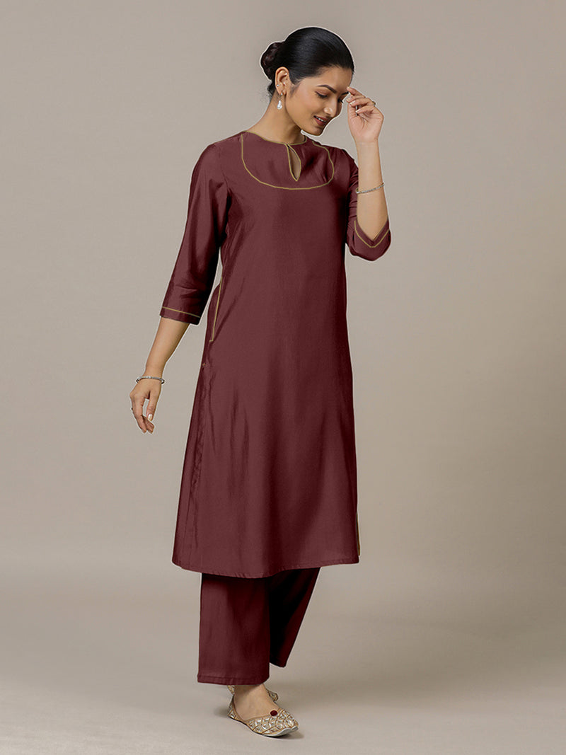 Zoya x Rozaana | A Line Kurta in Deep Maroon with Thread Work | Coords or Only Kurta-Binks