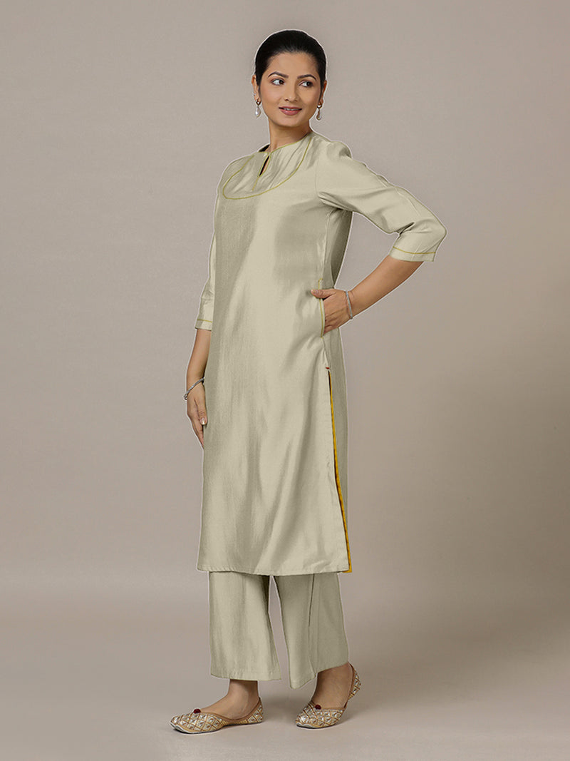 Zoya x Rozaana | A Line Kurta in Ivory with Thread Work | Coords or Only Kurta-Binks