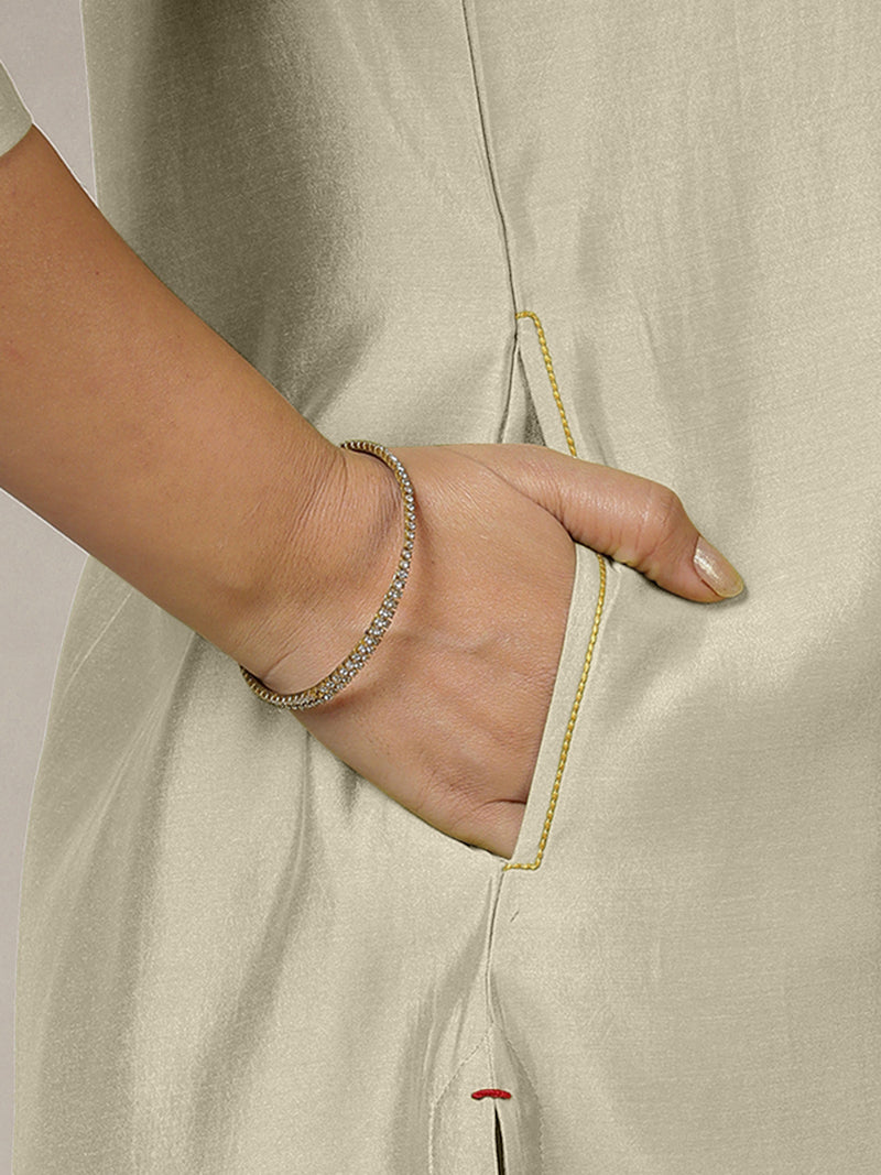 Zoya x Rozaana | A Line Kurta in Ivory with Thread Work | Coords or Only Kurta-Binks