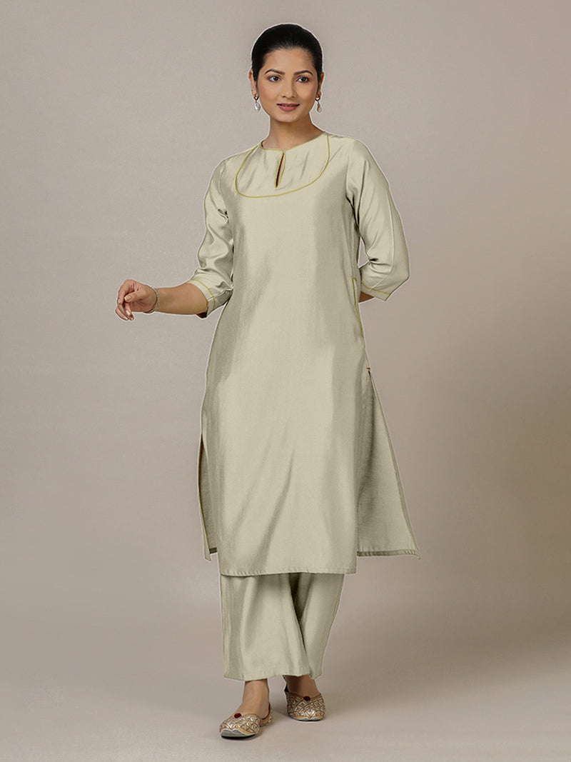 Zoya x Rozaana | A Line Kurta in Ivory with Thread Work | Coords or Only Kurta-Binks