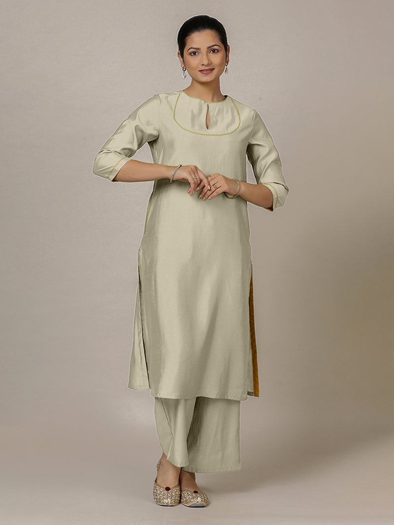 Zoya x Rozaana | A Line Kurta in Ivory with Thread Work | Coords or Only Kurta-Binks