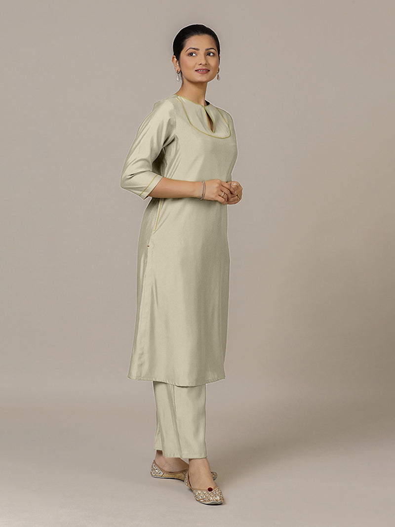 Zoya x Rozaana | A Line Kurta in Ivory with Thread Work | Coords or Only Kurta-Binks