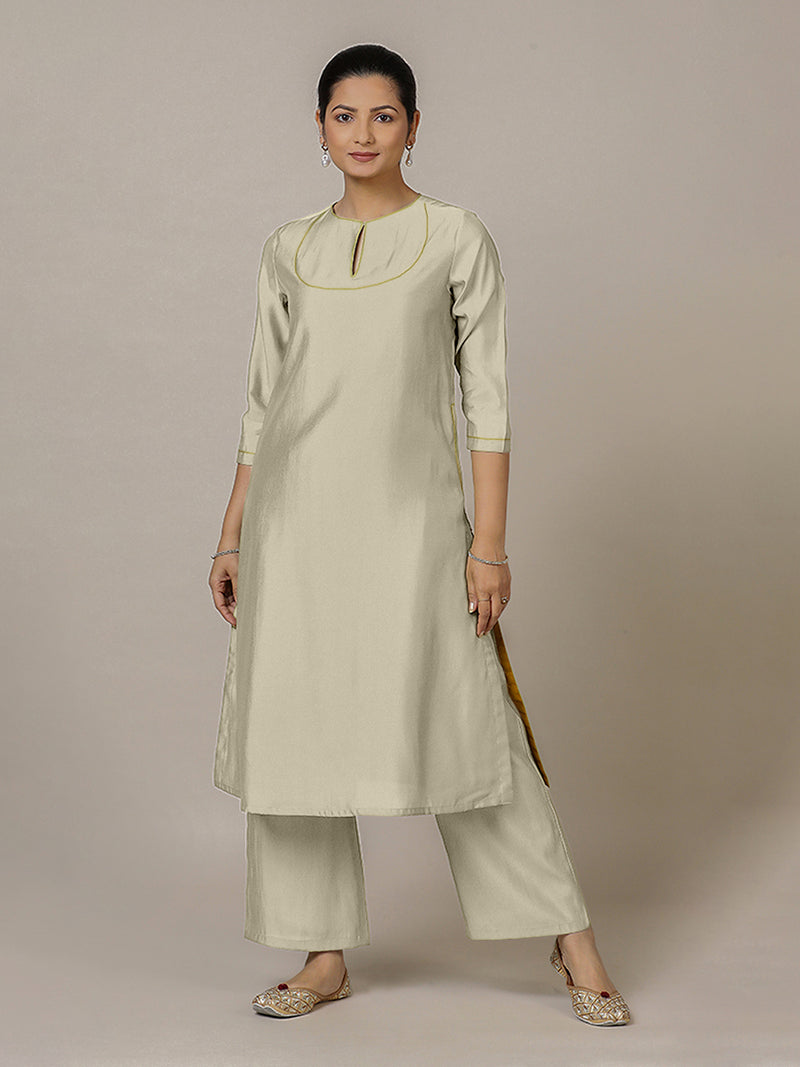 Zoya x Rozaana | A Line Kurta in Ivory with Thread Work | Coords or Only Kurta-Binks