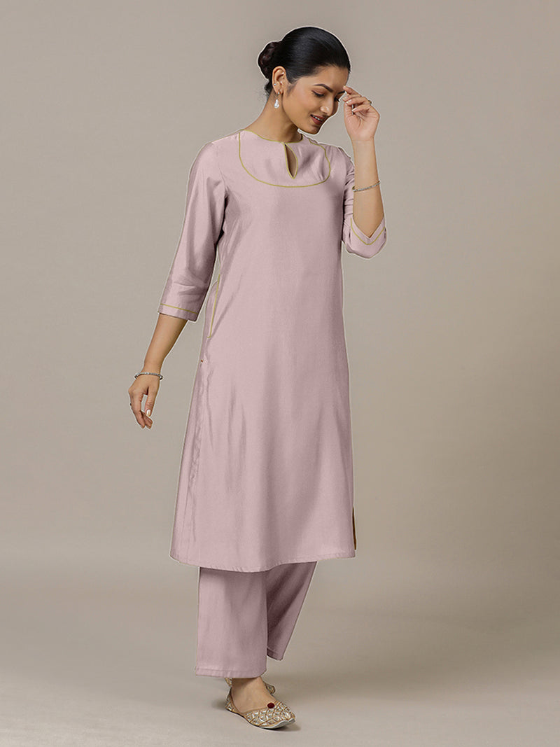 Zoya x Rozaana | A Line Kurta in Lilac with Thread Work | Coords or Only Kurta-Binks