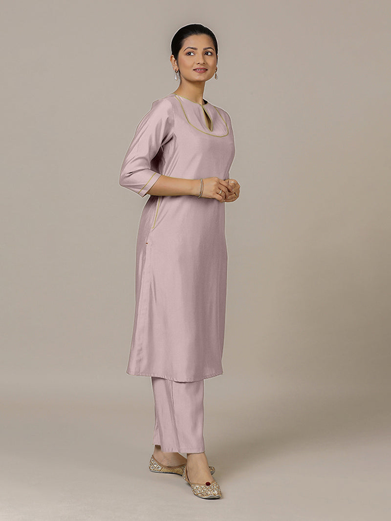 Zoya x Rozaana | A Line Kurta in Lilac with Thread Work | Coords or Only Kurta-Binks