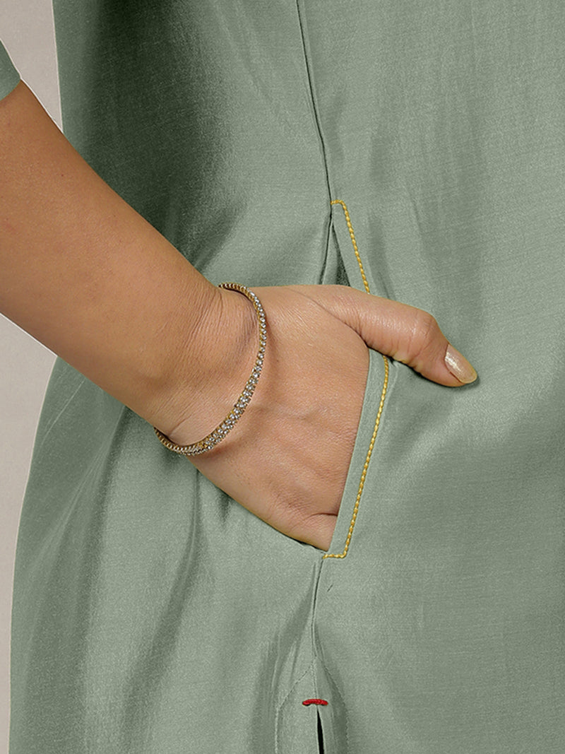 Zoya x Rozaana | A Line Kurta in Mint Green with Thread Work | Coords or Only Kurta-Binks