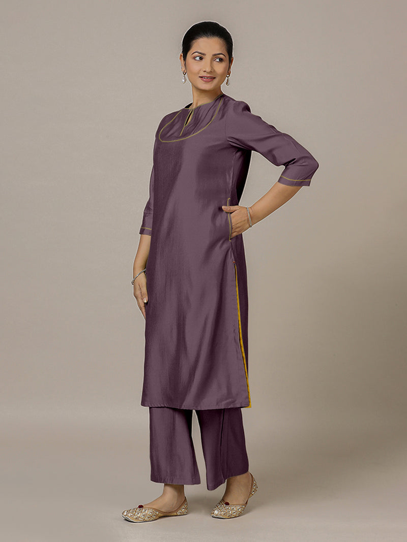 Zoya x Rozaana | A Line Kurta in Purple Mauve with Thread Work | Coords or Only Kurta-Binks