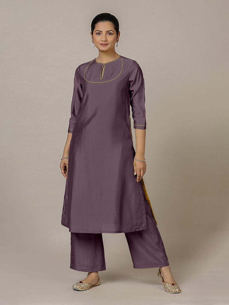 Zoya x Rozaana | A Line Kurta in Purple Mauve with Thread Work | Coords or Only Kurta-Binks