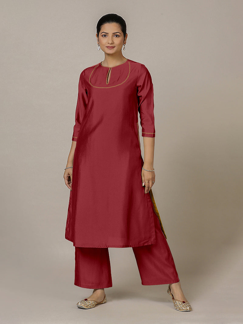 Zoya x Rozaana | A Line Kurta in Scarlet Red with Thread Work | Coords or Only Kurta-Binks