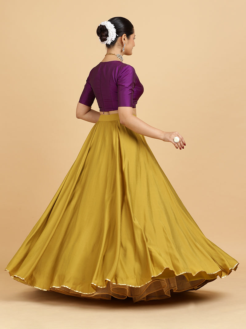 Jhalak Zeenat 4-Pc Lehenga Set x Tyohaar | Mustard Lehenga, Purple Blouse with Falak Purple Dupatta and Cancan Skirt-Binks