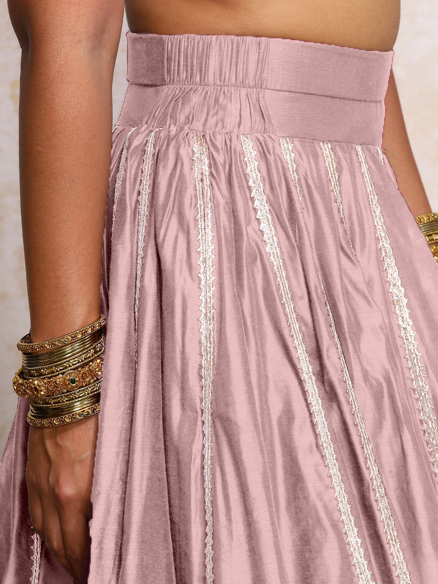 Mahira x Tyohaar Lehenga Set, in Purple Chandheri, featuring elbow sleeves and scoop neckline, made for party & festive.