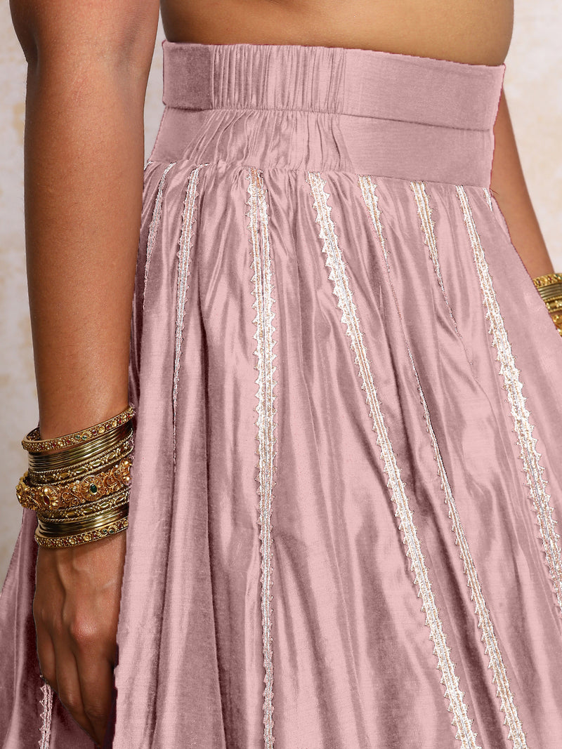 Mahira x Tyohaar | Lavender Plain Chandheri FlareFit™ Lehenga Set with Dupatta-Binks