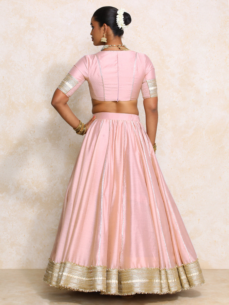 Mehreen x Tyohaar | Pink Foil Chandheri FlareFit™ Lehenga Set with Dupatta-Binks