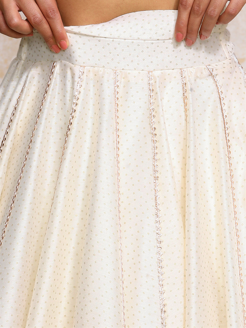 Mehreen x Tyohaar | White Foil Chandheri FlareFit™ Lehenga Set with Dupatta-Binks
