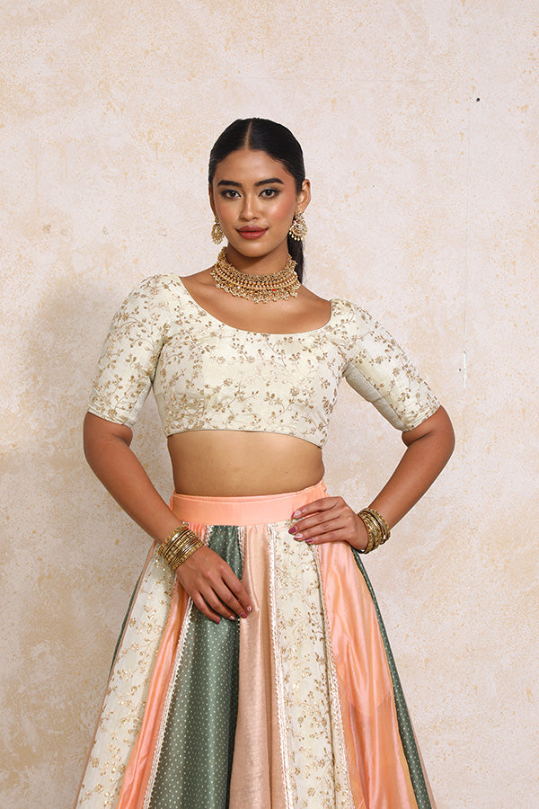Naaz x Tyohaar | Multi-colour Embroidery Tissue & Chandheri FlareFit™ Lehenga Set with Dupatta-Binks