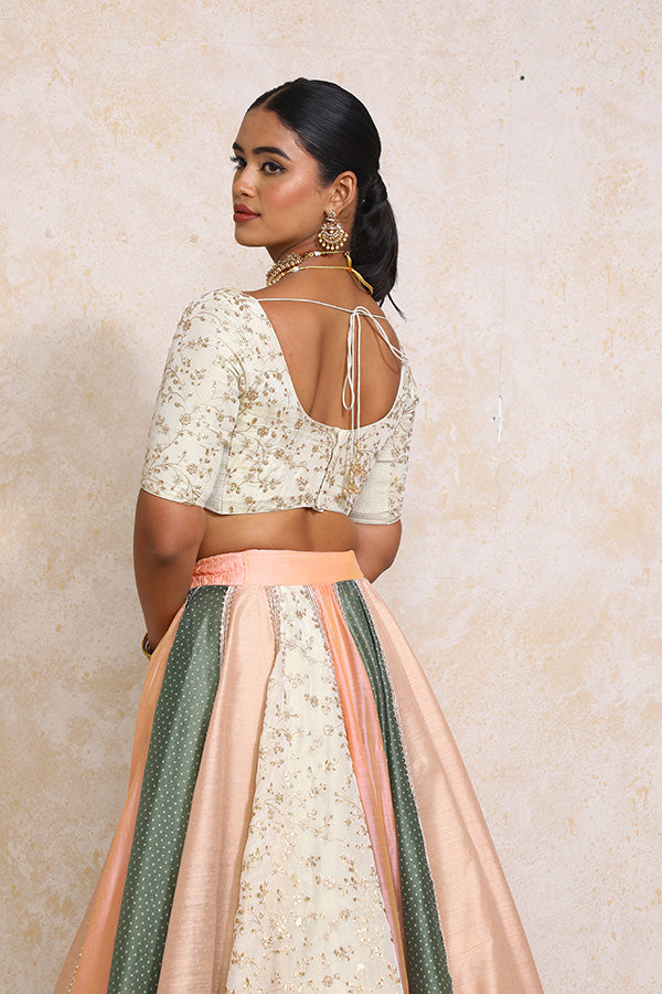 Naaz x Tyohaar | Multi-colour Embroidery Tissue & Chandheri FlareFit™ Lehenga Set with Dupatta-Binks