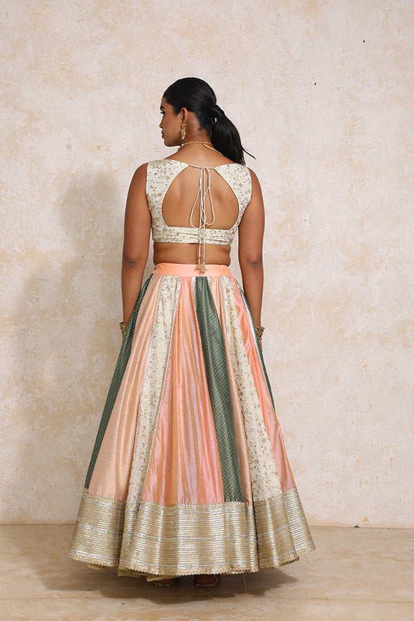 Surayya x Tyohaar | Multi-colour Embroidery Tissue & Chandheri FlareFit™ Lehenga Set with Dupatta-Binks