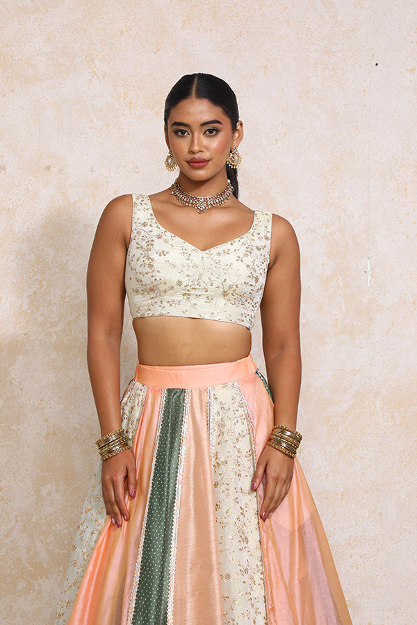 Surayya x Tyohaar | Multi-colour Embroidery Tissue & Chandheri FlareFit™ Lehenga Set with Dupatta-Binks