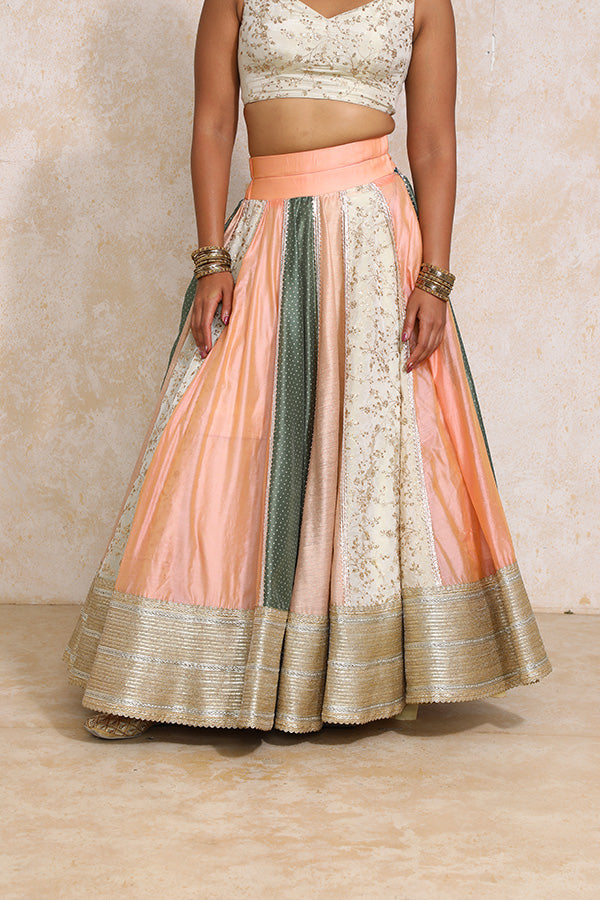 Surayya x Tyohaar | Multi-colour Embroidery Tissue & Chandheri FlareFit™ Lehenga Set with Dupatta-Binks