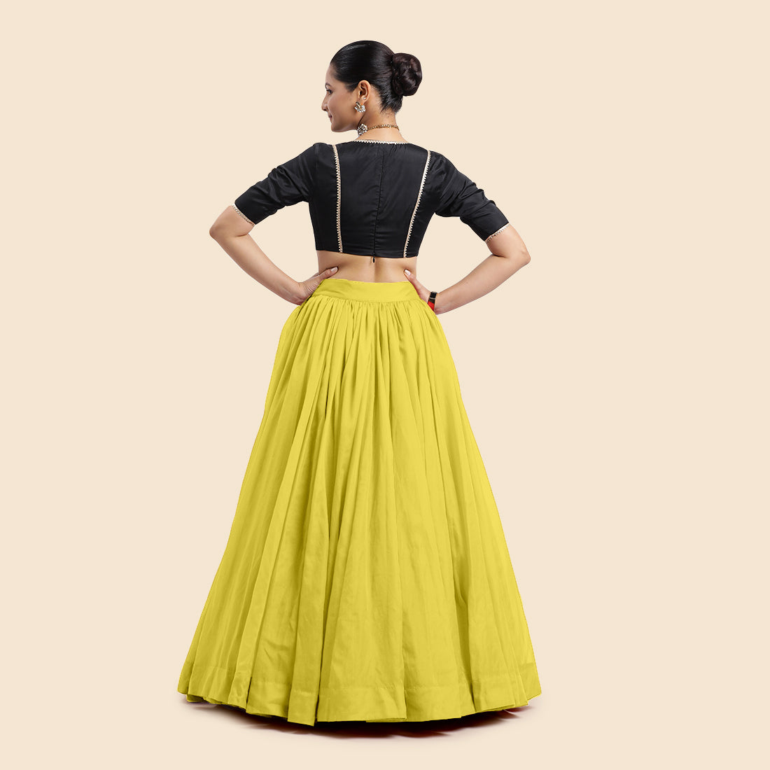 Bahaar x Tyohaar Lehenga Skirt, in Yellow Viscose Organza, made for party & festive (view 4).