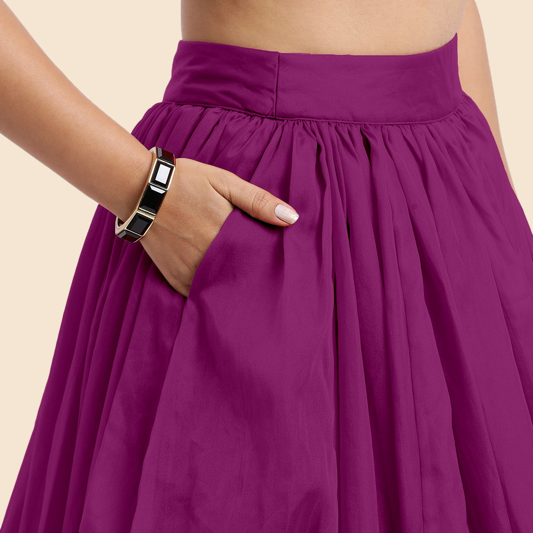 Bahaar x Tyohaar Lehenga Skirt, in Purple Viscose Organza, made for party & festive (view 4).