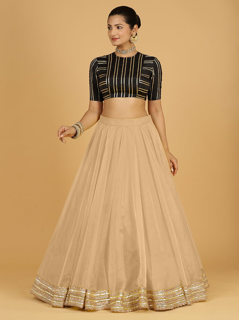 Farah x Tyohaar Lehenga Skirt, in Gold Viscose Organza, made for party & festive (view 8).