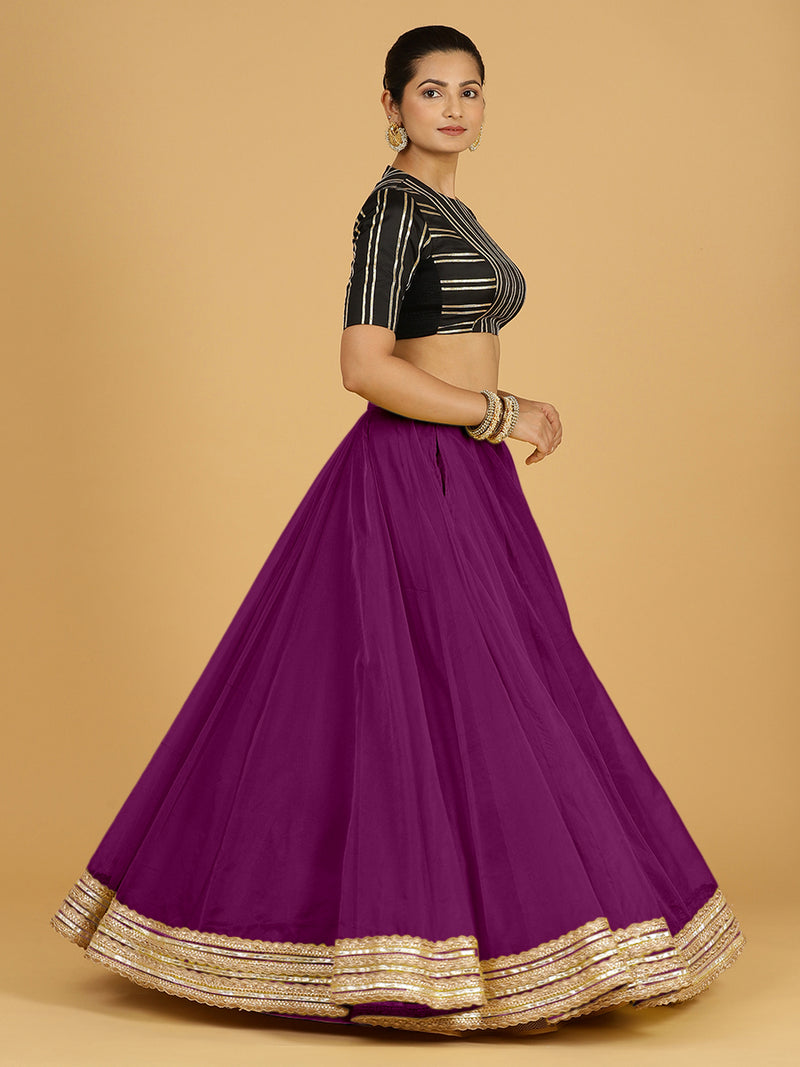 Farah x Tyohaar Lehenga Skirt, in Purple Viscose Organza, made for party & festive.