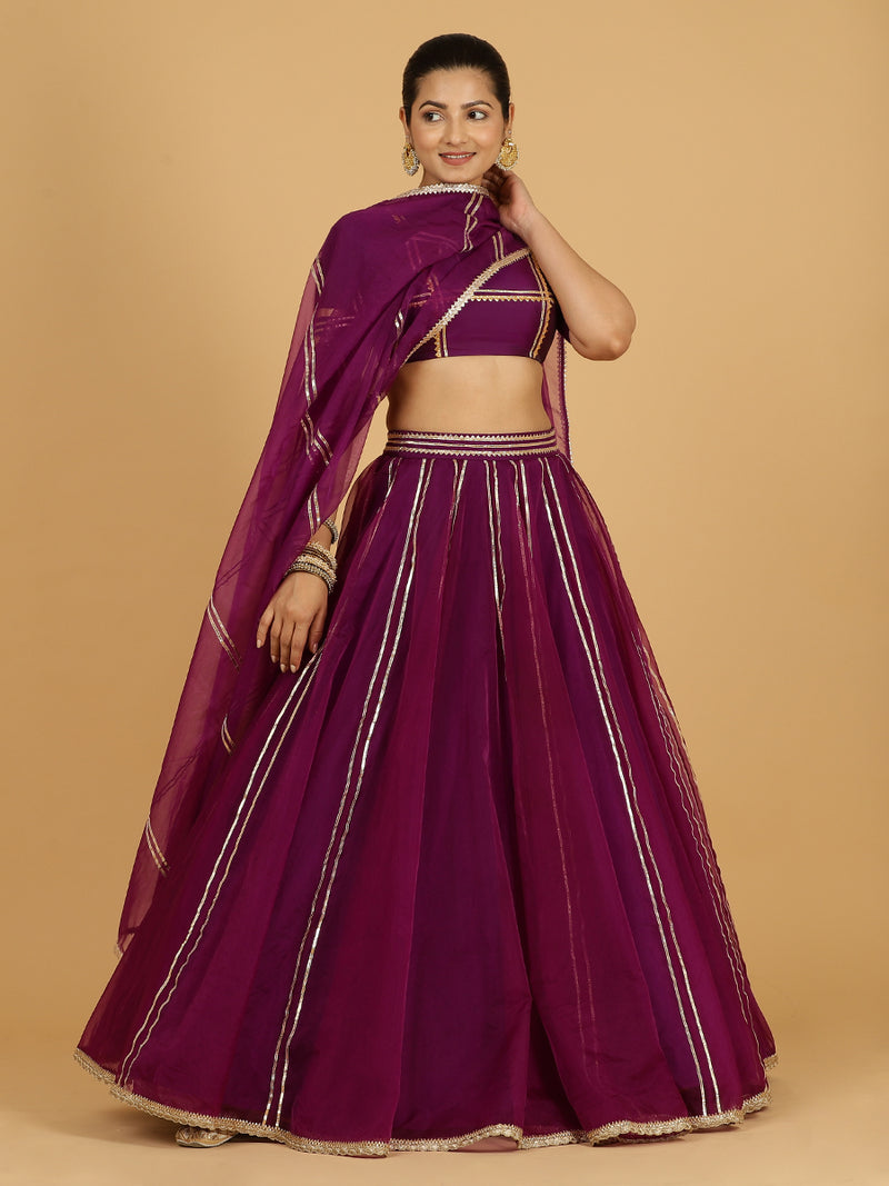 Heer x Tyohaar | Lehenga Skirt in Purple Organza-Binks