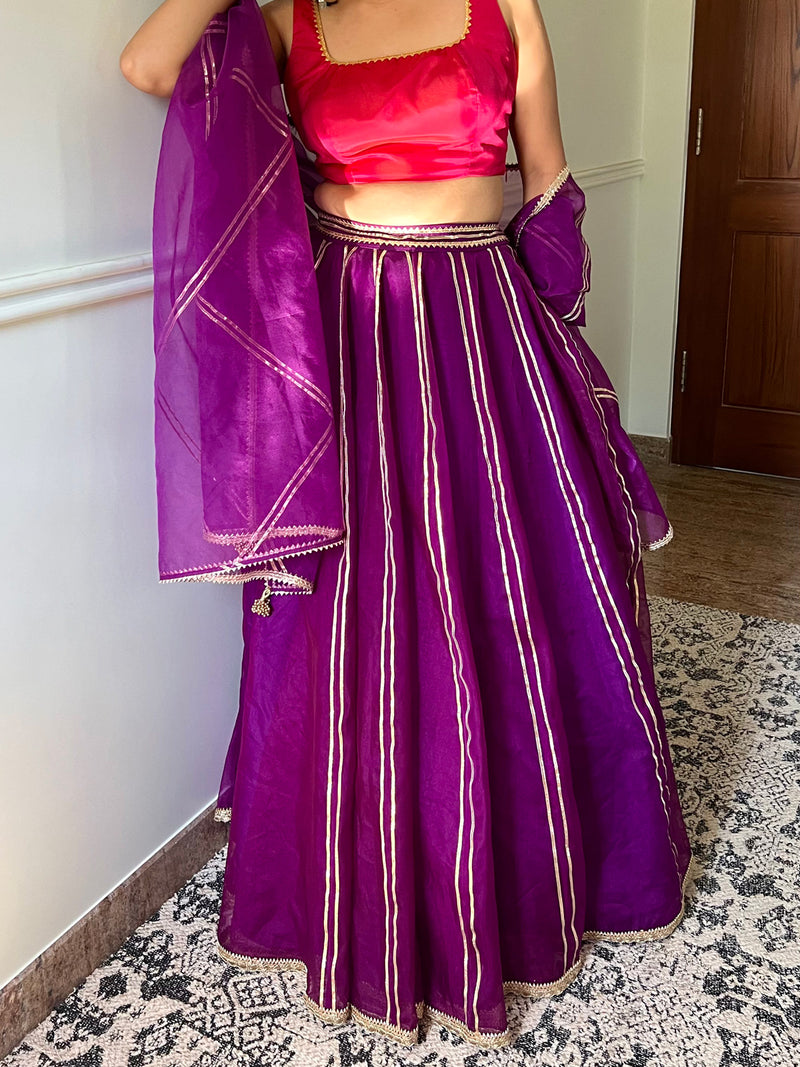 Heer x Tyohaar | Lehenga Skirt in Purple Organza-Binks