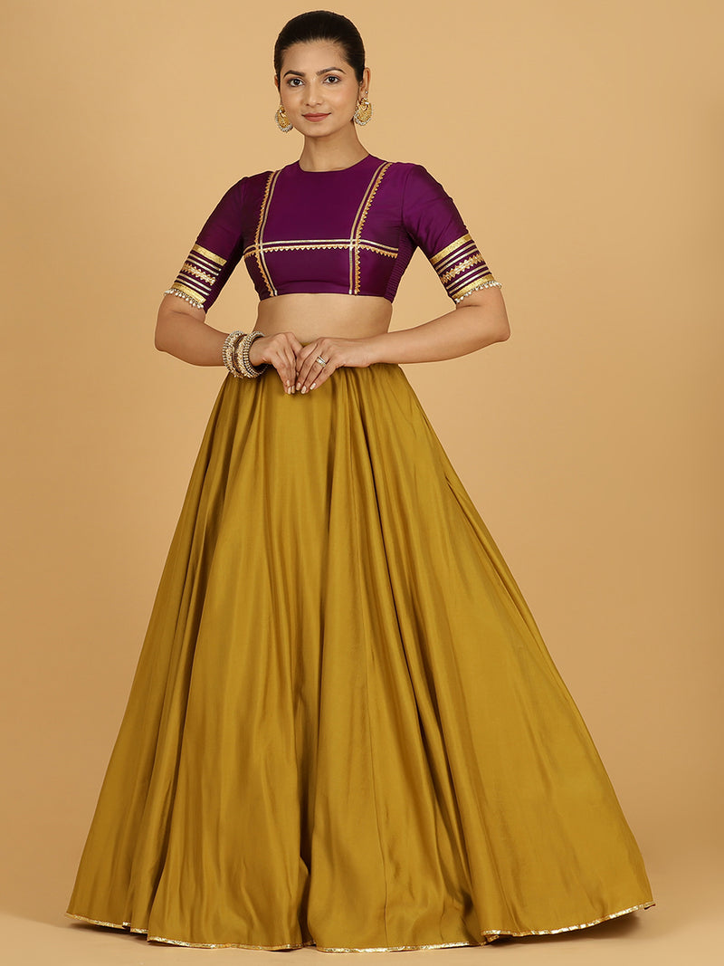 Jhalak x Tyohaar | Dijon Mustard Panelled Lehenga Skirt-Binks