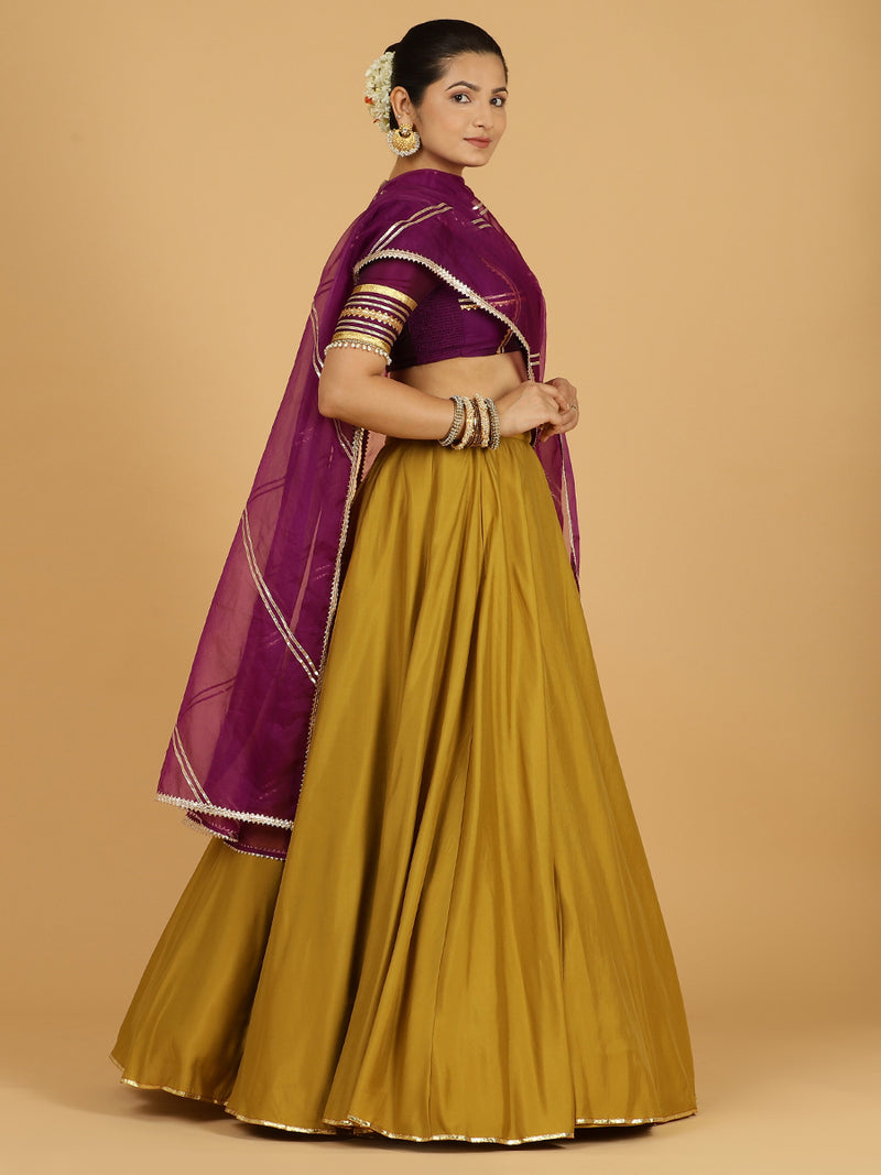 Jhalak x Tyohaar | Dijon Mustard Panelled Lehenga Skirt-Binks