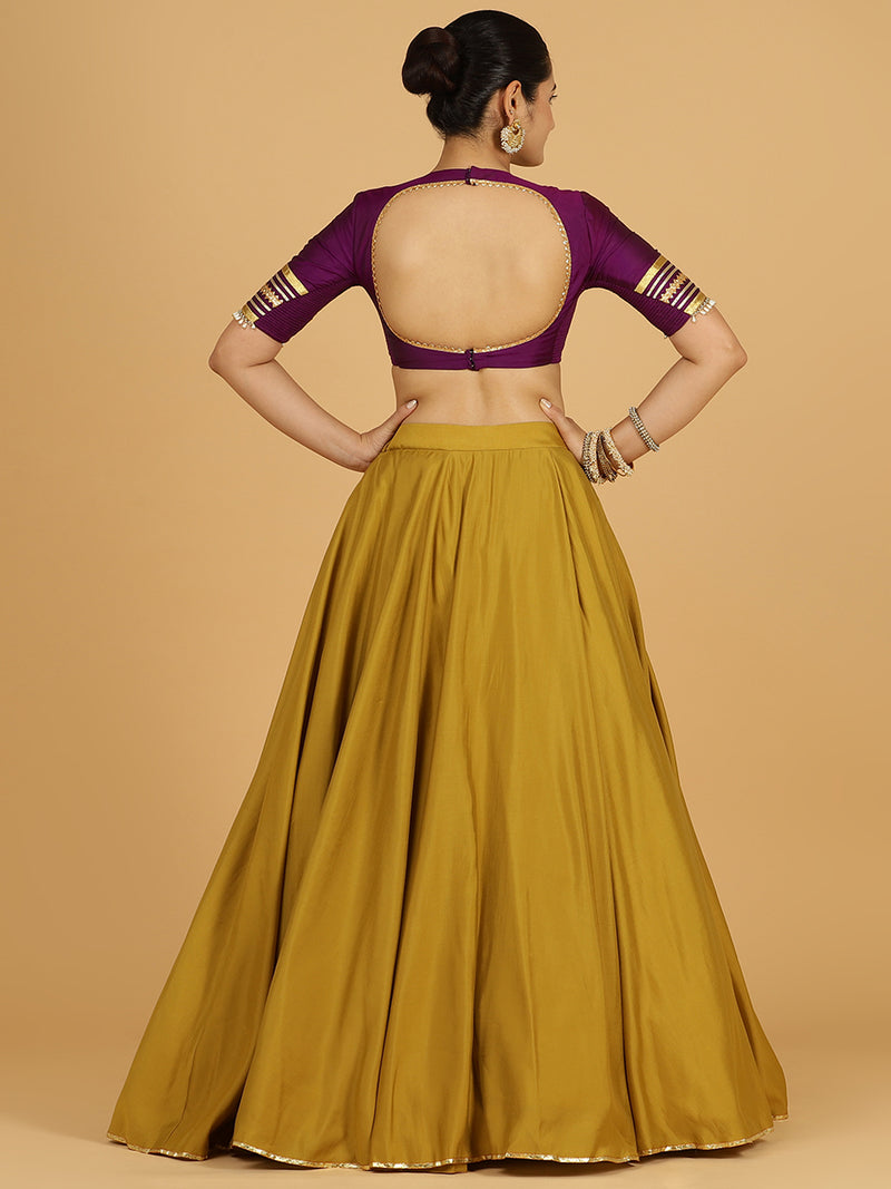 Jhalak x Tyohaar | Dijon Mustard Panelled Lehenga Skirt-Binks