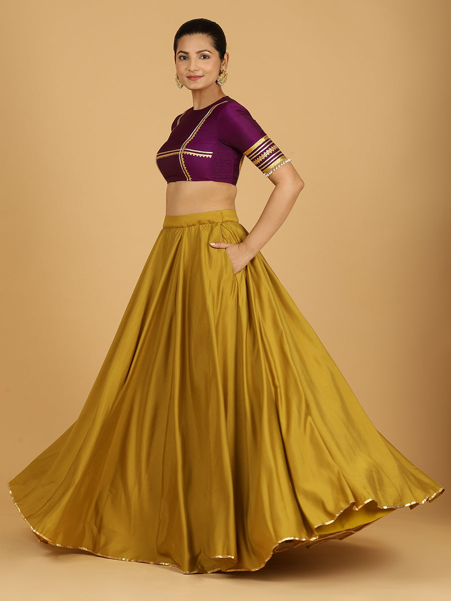 Jhalak x Tyohaar Lehenga Skirt, in Yellow 80% Viscose 20% Polyester, made for party & festive (view 4).