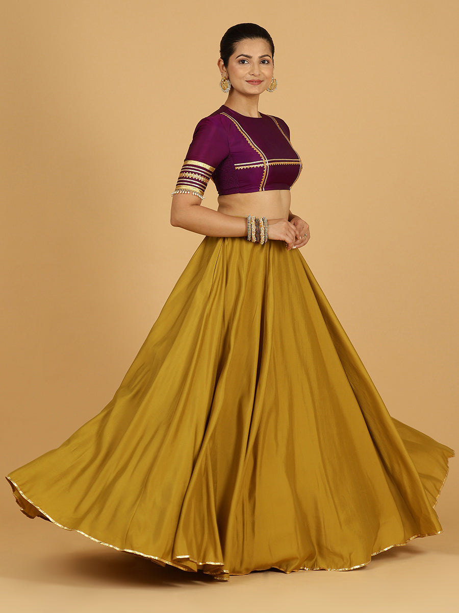 Jhalak x Tyohaar Lehenga Skirt, in Yellow 80% Viscose 20% Polyester, made for party & festive (view 8).