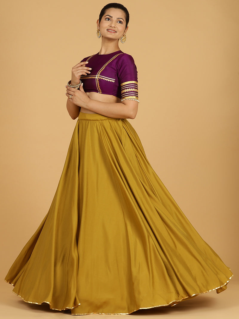 Jhalak x Tyohaar | Dijon Mustard Panelled Lehenga Skirt-Binks