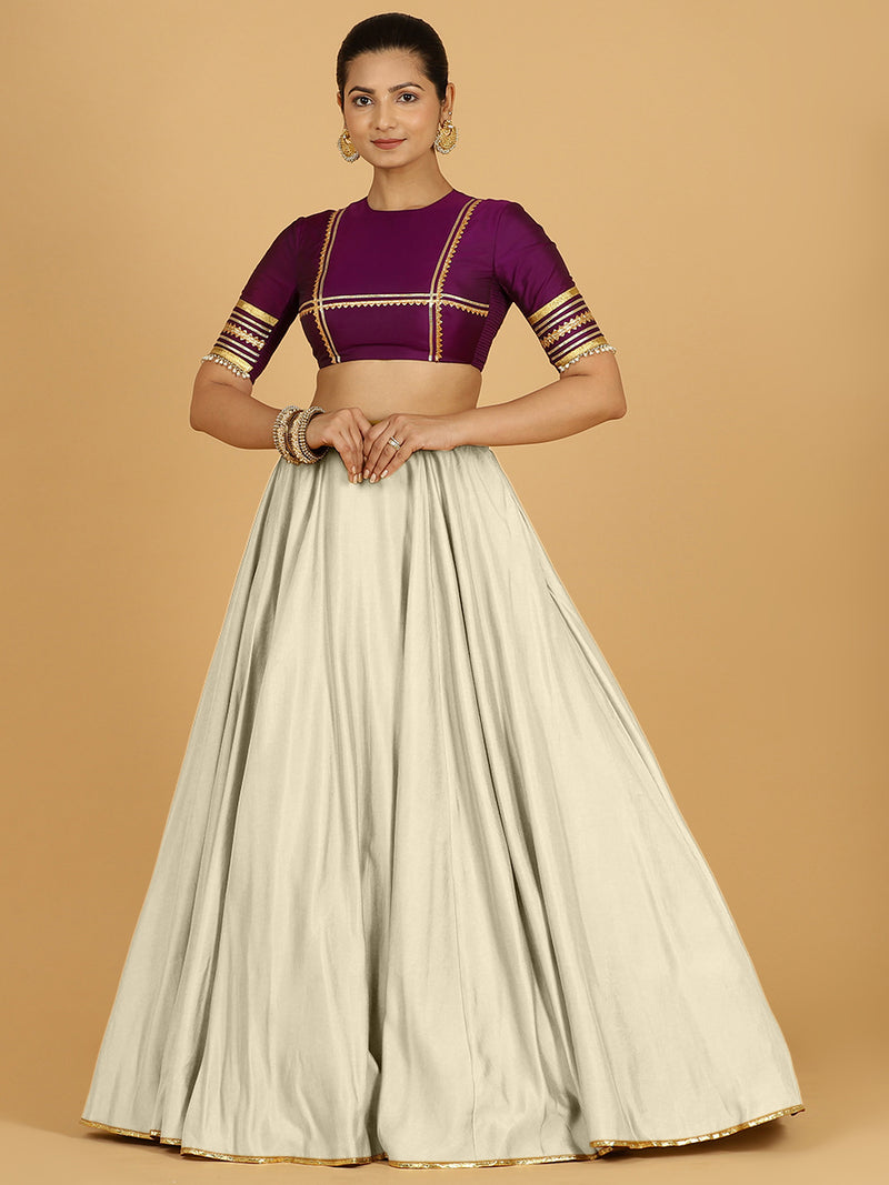 Jhalak x Tyohaar | Ivory Panelled Lehenga Skirt-Binks