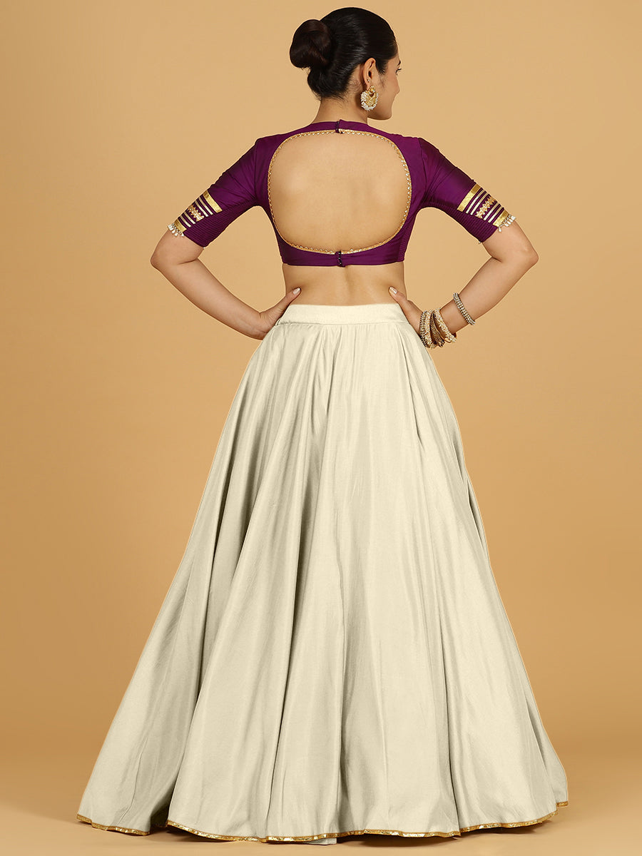 Jhalak x Tyohaar Lehenga Skirt, in White 80% Viscose 20% Polyester, made for party & festive (view 2).
