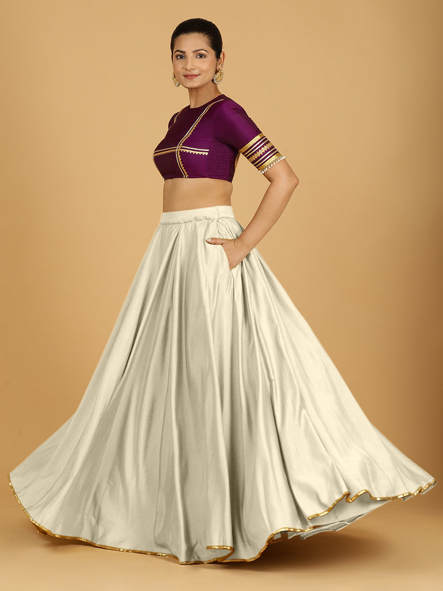 Jhalak x Tyohaar Lehenga Skirt, in White 80% Viscose 20% Polyester, made for party & festive (view 4).