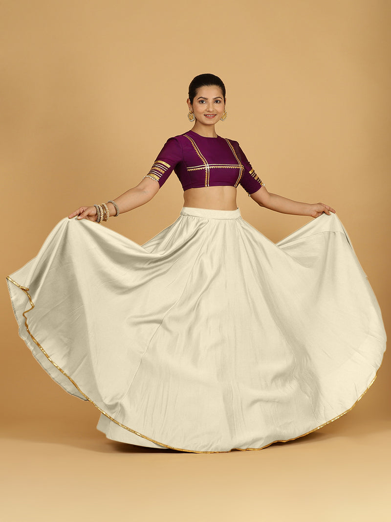 Jhalak x Tyohaar | Ivory Panelled Lehenga Skirt-Binks