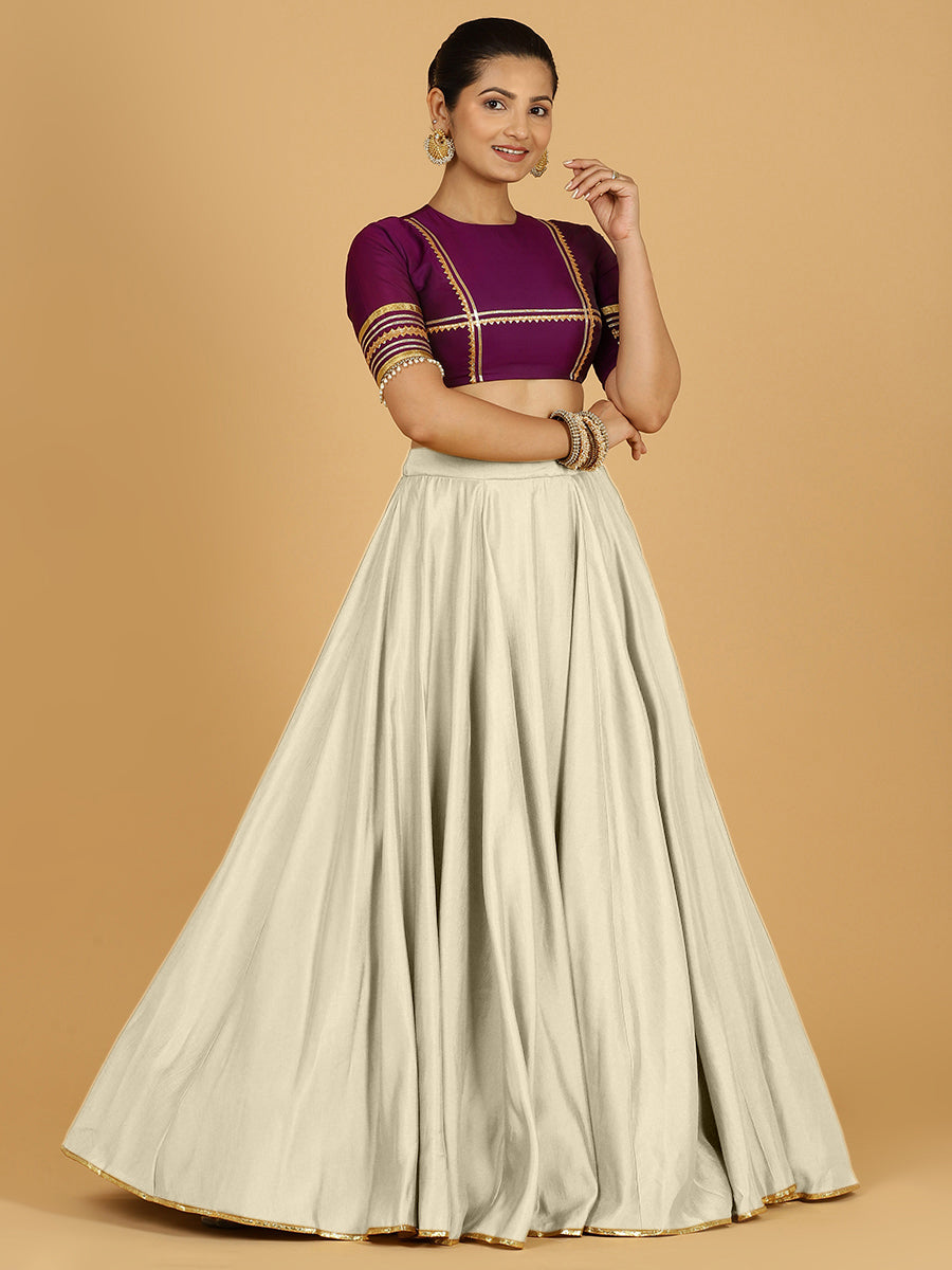 Jhalak x Tyohaar Lehenga Skirt, in White 80% Viscose 20% Polyester, made for party & festive (view 8).