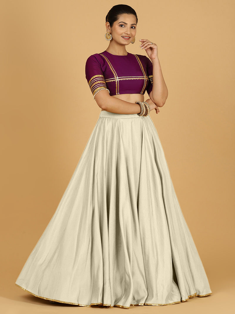 Jhalak x Tyohaar | Ivory Panelled Lehenga Skirt-Binks