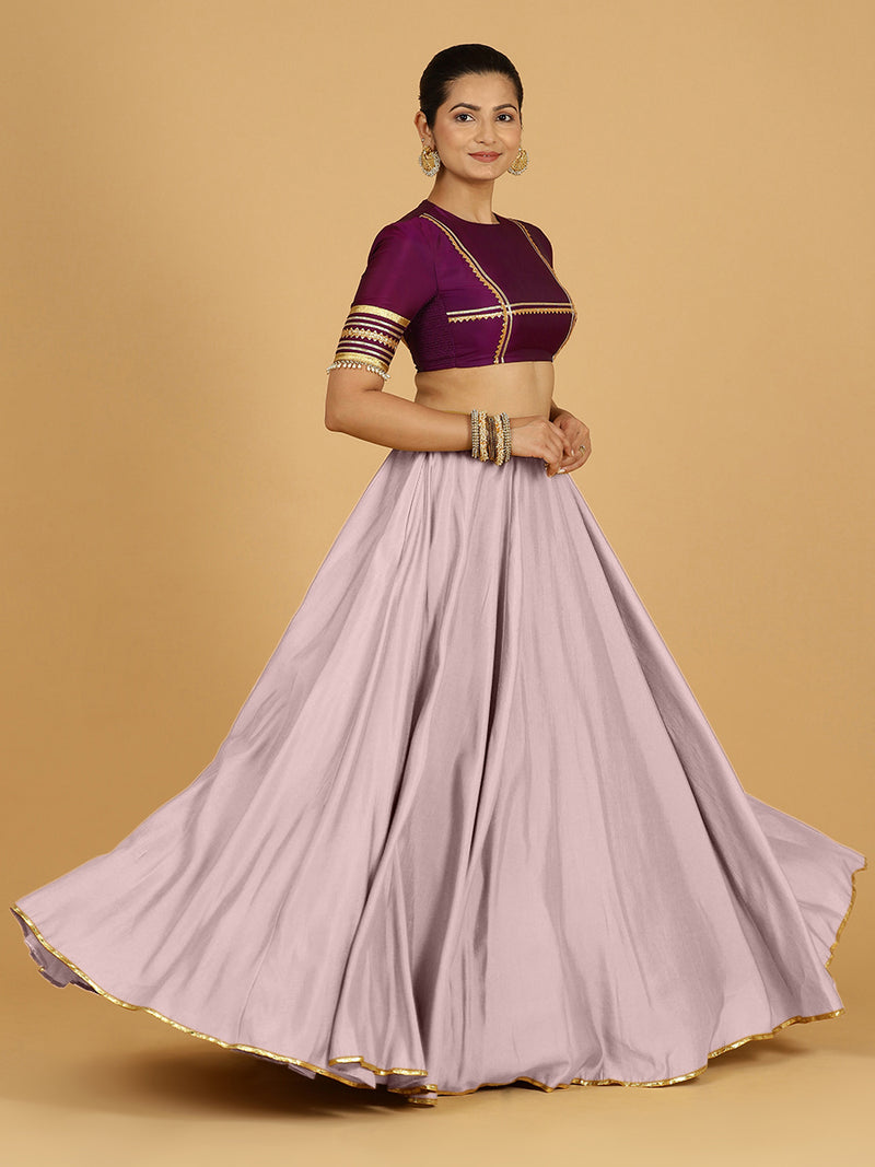 Jhalak x Tyohaar | Lilac Panelled Lehenga Skirt-Binks