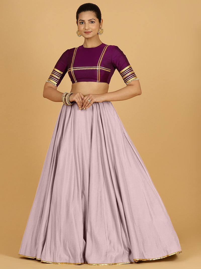 Jhalak x Tyohaar | Lilac Panelled Lehenga Skirt-Binks