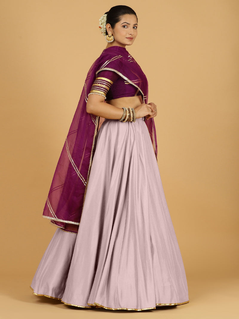 Jhalak x Tyohaar | Lilac Panelled Lehenga Skirt-Binks