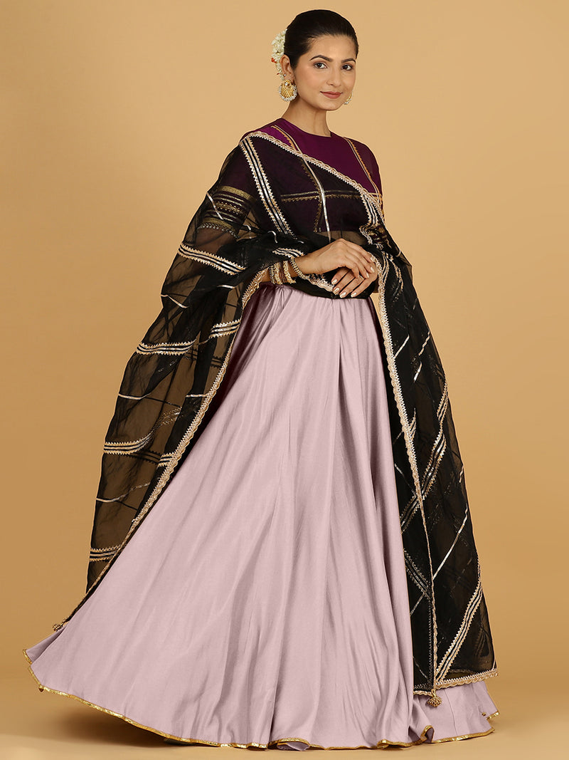 Jhalak x Tyohaar | Lilac Panelled Lehenga Skirt-Binks