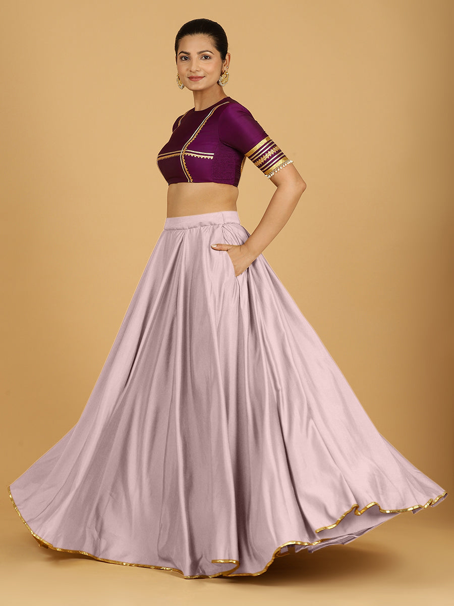 Jhalak x Tyohaar Lehenga Skirt, in Purple 80% Viscose 20% Polyester, made for party & festive (view 4).